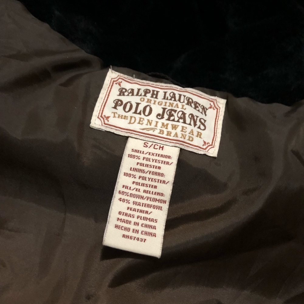 Vintage POLO JEANS CO brown fur down jacket EUC - Picture 3 of 4